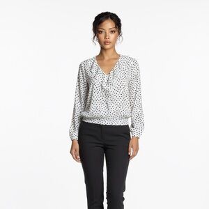 Elegant Polka Dot Blouse - Black and Cream